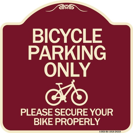 Signmission Bicycle Parking Please Secure Your Bike Properly Heavy-Gauge Aluminum Sign, 18" x 18", BU-1818-24319 A-DES-BU-1818-24319